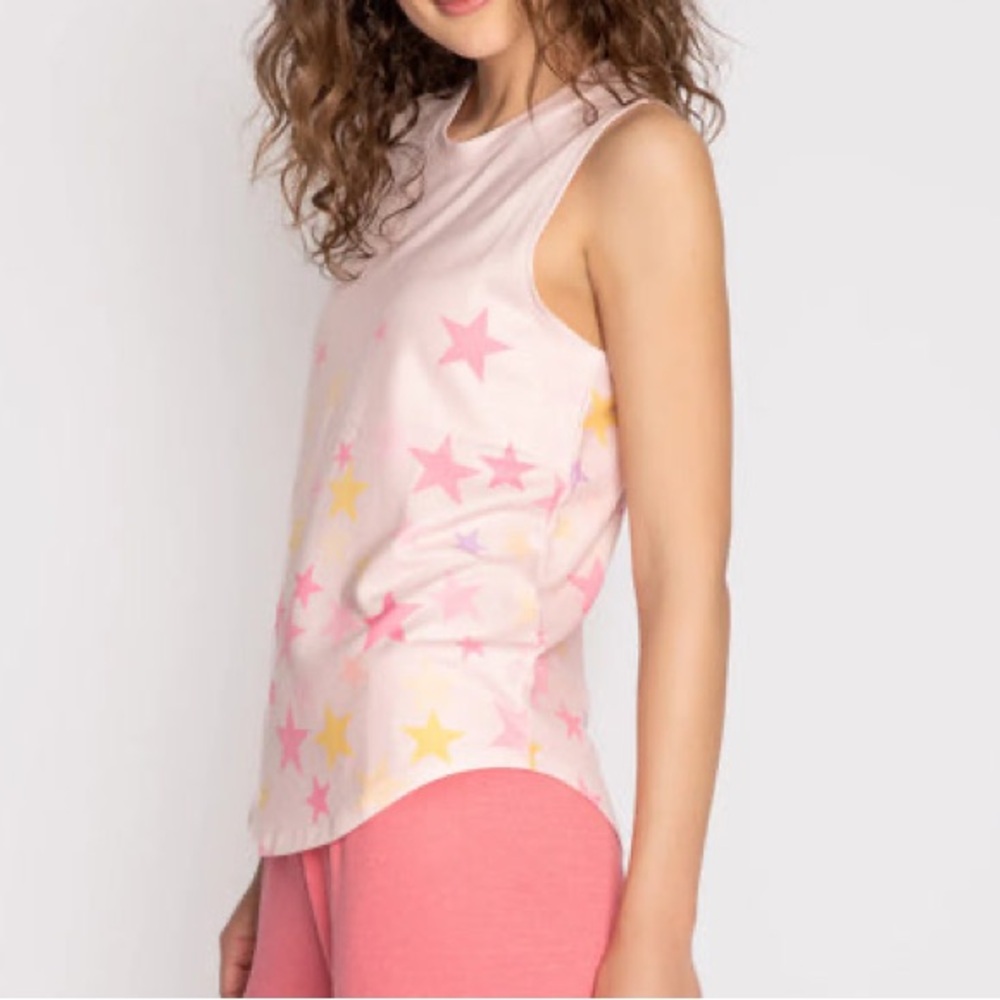 PJ Salvage Large Peachy Party Stars Tank in Blush pink NWT